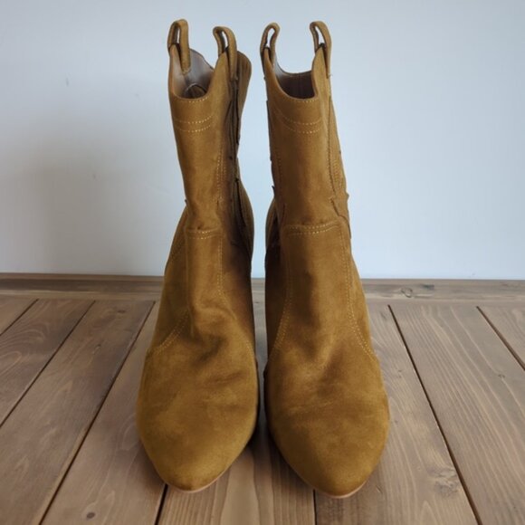 BCBGeneration Tan Faux Suede Western Ankle Boots - Picture 3 of 11